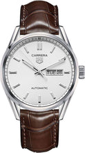 Load image into Gallery viewer, Tag Heuer Carrera Day Date Silver Dial Brown Leather Strap Watch for Men - WBN2011.FC6484