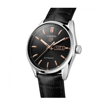 Load image into Gallery viewer, Tag Heuer Carrera Day Date Black Dial Black Leather Strap Watch for Men - WBN2013.FC6503