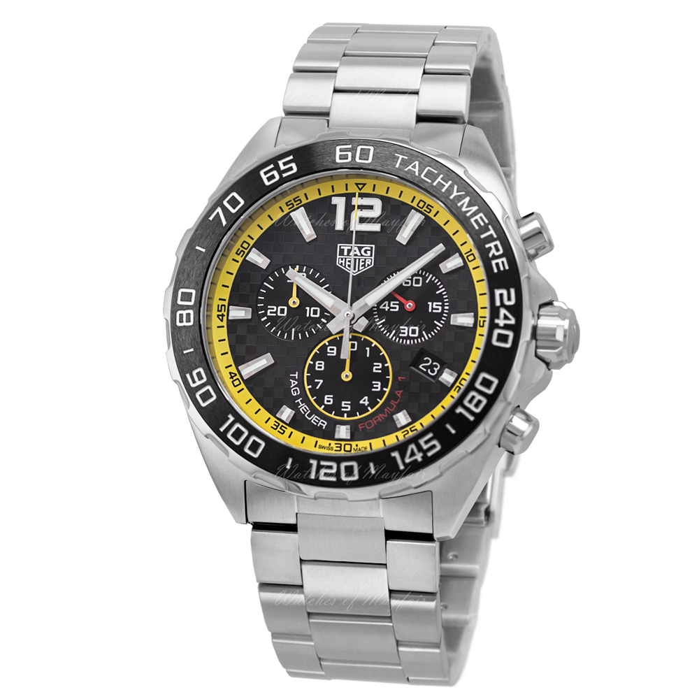 Tag Heuer Formula 1 Chronograph Black Dial Silver Steel Strap Watch for Men- CAZ101AC.BA0842