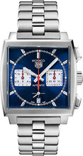 Load image into Gallery viewer, Tag Heuer Monaco Automatic Chronograph Blue Dial Silver Steel Strap Watch for Men - CBL2111.BA0644