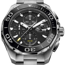 Load image into Gallery viewer, Tag Heuer Aquaracer Calibre 16 Day-Date Black Dial Silver Steel Strap Watch for Men - CAY211A.BA0927