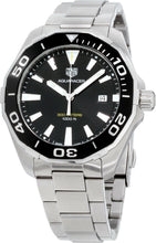 Load image into Gallery viewer, Tag Heuer Aquaracer Quartz Black Dial Silver Steel Strap Watch for Men - WAY101A.BA0746