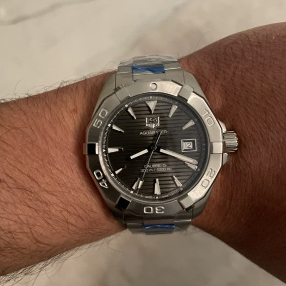 Tag Heuer Aquaracer Automatic Anthracite Grey Dial Silver Steel Strap Watch for Men - WAY2113.BA0928