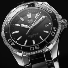 Load image into Gallery viewer, Tag Heuer Aquaracer Quartz Diamonds Black Dial Two Tone Steel Strap Watch for Women - WAY131G.BA0913