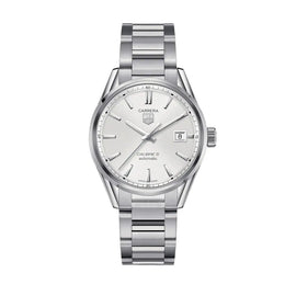 Tag Heuer Carrera Automatic Caliber 5 White Dial Silver Steel Strap Watch for Men - WAR211B.BA0782