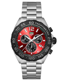 Tag Heuer Formula 1 Chronograph Red Dial Silver Steel Strap Watch for Men - CAZ101AN.BA0842