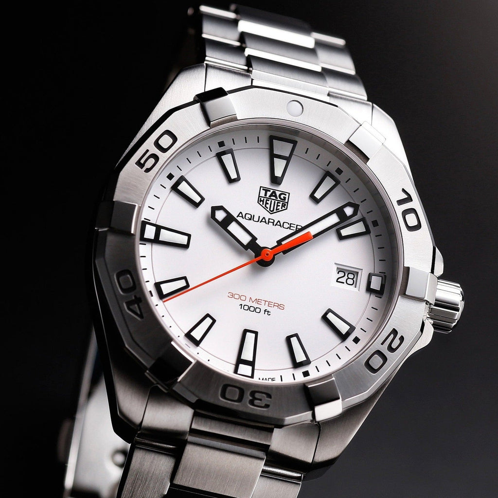 Tag Heuer Aquaracer Quartz White Dial Silver Steel Strap Watch for Men - WBD1111.BA0928
