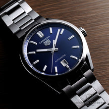 Load image into Gallery viewer, Tag Heuer Carrera Date Blue Dial Silver Steel Strap Watch for Men - WBN2112.BA0639