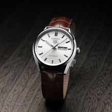 Load image into Gallery viewer, Tag Heuer Carrera Day Date Silver Dial Brown Leather Strap Watch for Men - WBN2011.FC6484