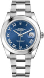 Rolex Datejust 41 Blue Roman Numeral Dial Men's Watch 126300-0017
