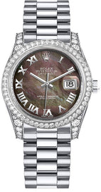 Rolex Datejust 31 Black Mother of Pearl Dial Diamond Watch 178159