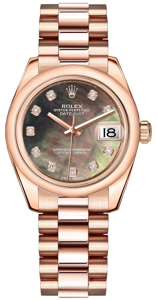 Rolex Datejust 31 Black Mother of Pearl Dial Watch 178245F-0015