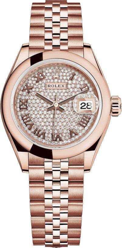 Rolex Lady-Datejust 28 Diamond Pave Dial Watch 279165-0024