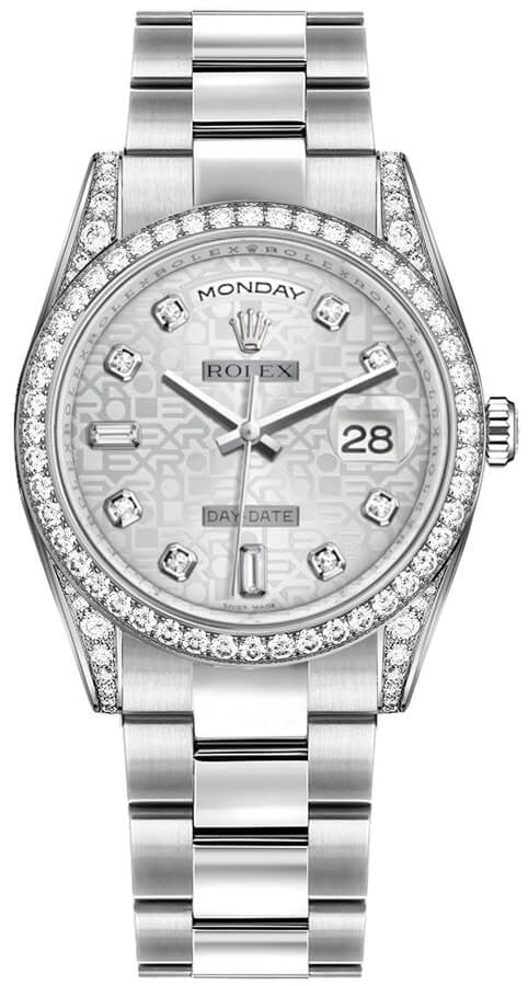 Rolex Day-Date 36 Silver Jubilee Diamond Gold Watch 118389-0122