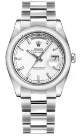 Rolex Day-Date 36 White Dial Oyster Bracelet Gold Watch 118209