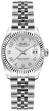 Rolex Lady-Datejust 26 Women's White Gold Fluted Bezel Watch 179174