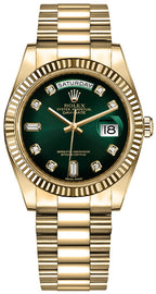 Rolex Day-Date 36 Green Diamond Dial Watch 128238-0069
