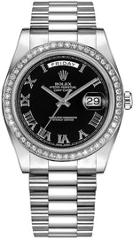 Rolex Day-Date 41 White Gold Black Roman Numeral Dial Men's Watch 218349