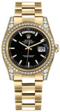Rolex Day-Date 36 Black Dial Gold Oyster Bracelet Watch 118388-0190
