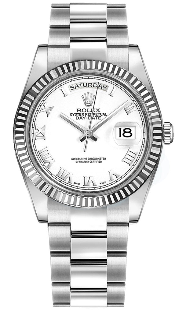 Rolex Day-Date 36 Silver Roman Numeral Dial Gold Watch 118239-0088