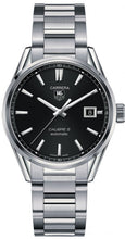 Load image into Gallery viewer, Tag Heuer Carrera Automatic Black Dial Silver Steel Strap Watch for Men - WAR211A.BA0782