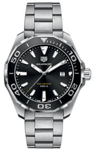 Load image into Gallery viewer, Tag Heuer Aquaracer Quartz Black Dial Silver Steel Strap Watch for Men - WAY101A.BA0746