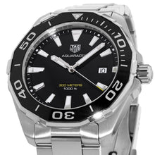 Load image into Gallery viewer, Tag Heuer Aquaracer Quartz Black Dial Silver Steel Strap Watch for Men - WAY101A.BA0746
