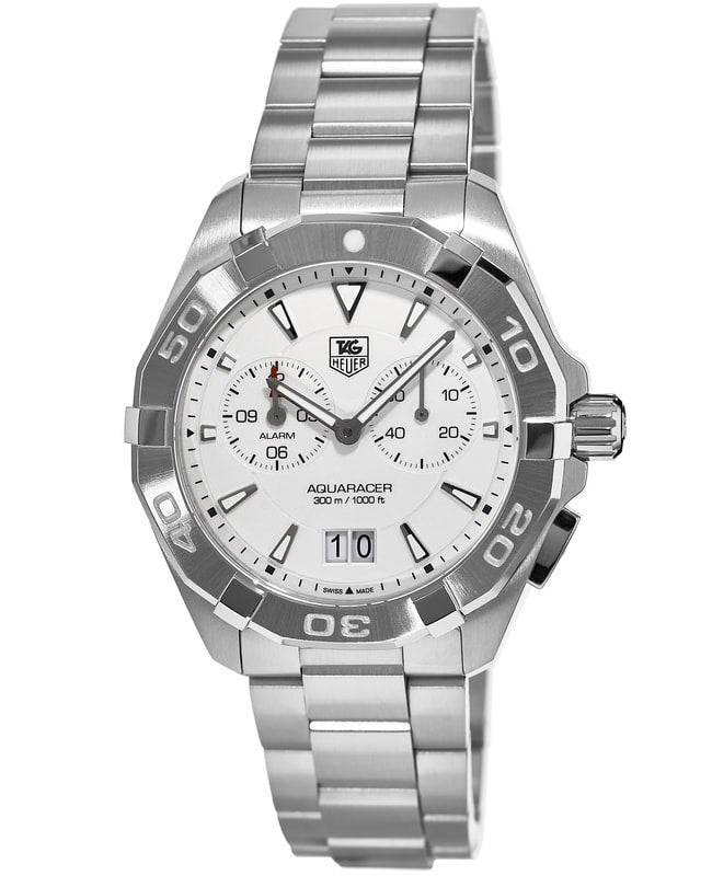 Tag Heuer Aquaracer Chronograph White Dial Silver Steel Strap Watch for Men - WAY111Y.BA0928