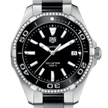 Load image into Gallery viewer, Tag Heuer Aquaracer Quartz Diamonds Black Dial Two Tone Steel Strap Watch for Women - WAY131G.BA0913