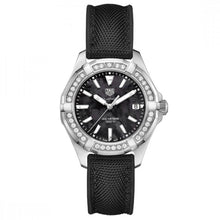 Load image into Gallery viewer, Tag Heuer Aquaracer Diamonds Mother of Pearl Black Dial Black Nylon Strap Watch for Women - WAY131P.FT6092