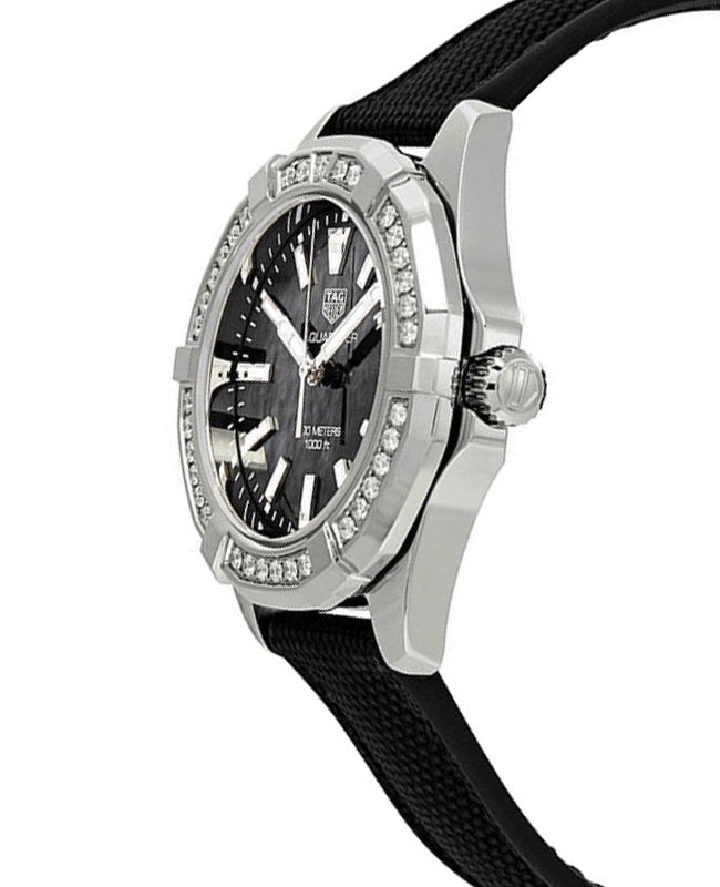 Tag Heuer Aquaracer Diamonds Mother of Pearl Black Dial Black Nylon Strap Watch for Women - WAY131P.FT6092