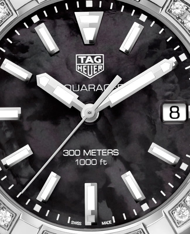 Tag Heuer Aquaracer Diamonds Mother of Pearl Black Dial Black Nylon Strap Watch for Women - WAY131P.FT6092