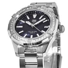 Load image into Gallery viewer, Tag Heuer Aquaracer Quartz Diamonds Black Dial Silver Steel Strap Watch for Women - WAY131P.BA0748