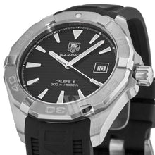 Load image into Gallery viewer, Tag Heuer Aquaracer Automatic Caliber 5 Black Dial Black Rubber Strap Watch for Men - WAY2110.FT8021