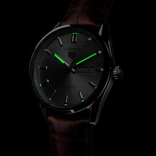 Load image into Gallery viewer, Tag Heuer Carrera Day Date Silver Dial Brown Leather Strap Watch for Men - WBN2011.FC6484