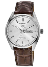 Load image into Gallery viewer, Tag Heuer Carrera Day Date Silver Dial Brown Leather Strap Watch for Men - WBN2011.FC6484