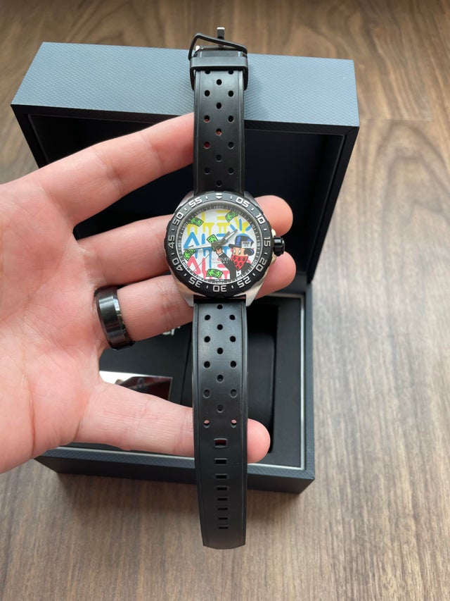 Tag Heuer Formula 1 Alec Monopoly Special Edition Black Rubber Strap Watch for Men - WAZ1119.FT8023