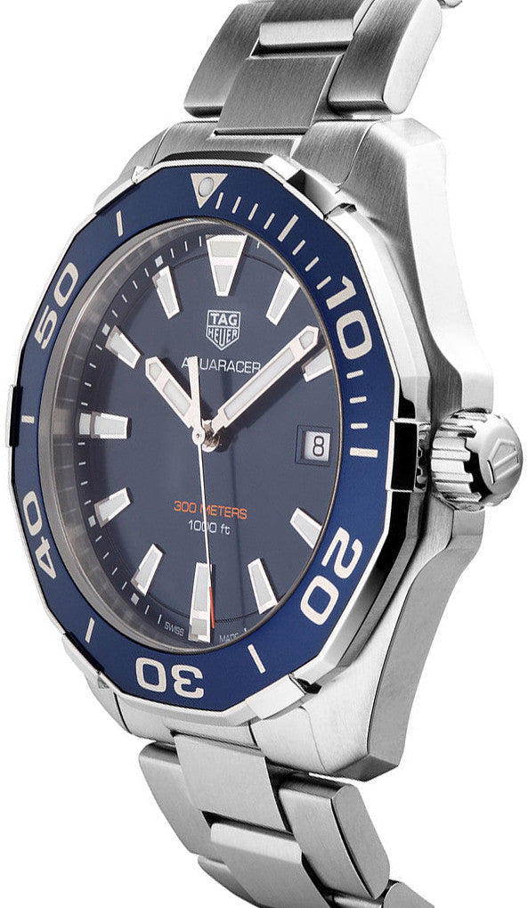 Tag Heuer Aquaracer Blue Dial Silver Steel Strap Watch for Men - WAY101C.BA0746