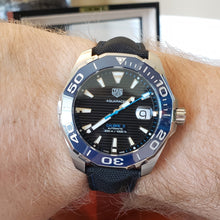 Load image into Gallery viewer, Tag Heuer Aquaracer Calibre 5 Automatic Black Dial Black Nylon Strap Watch for Men - WAY201C.FC6395