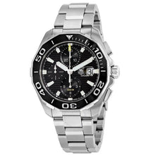 Load image into Gallery viewer, Tag Heuer Aquaracer Calibre 16 Day-Date Black Dial Silver Steel Strap Watch for Men - CAY211A.BA0927