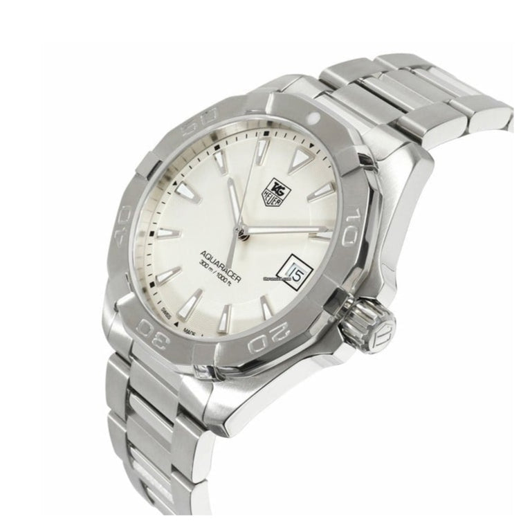 Tag Heuer Aquaracer Quartz White Dial Silver Steel Strap Watch for Men - WAY1111.BA0928