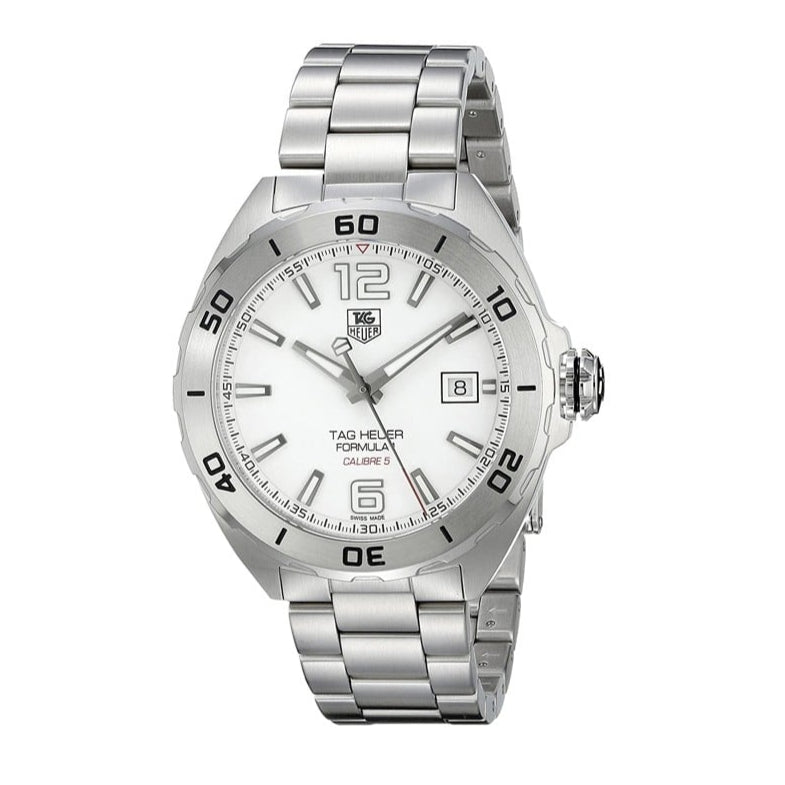 Tag Heuer Formula 1 Calibre 5 Automatic White Dial Silver Steel Strap Watch for Men - WAZ2114.BA0875