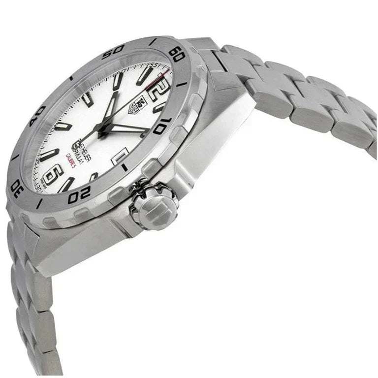 Tag Heuer Formula 1 Calibre 5 Automatic White Dial Silver Steel Strap Watch for Men - WAZ2114.BA0875